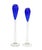 Pair of Murano Art Glass Candlesticks, 2001, controlled bubbles in cobalt blue glass and clear glass, signed "SCL" and...