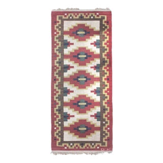 Mid-Century Swedish Wool Kilim Rug by Greta Kruse, 1960s For Sale
