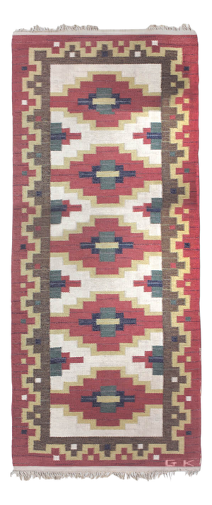 Mid-Century Swedish Wool Kilim Rug by Greta Kruse, 1960s
