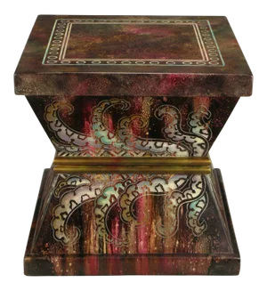 Goatskin-Effect Lacquered Hourglass End Table