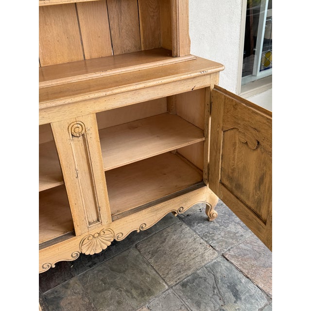 French Provincial Light Oak Wood Kitchen Cabinet, Antique For Sale - Image 9 of 12
