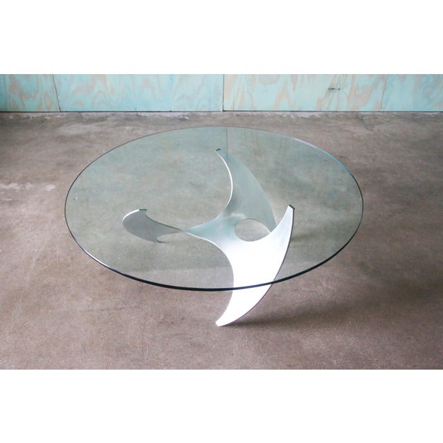 1970's Propeller Coffee Table by Knut Hesterberg (Attr.) Aluminum and Glass For Sale - Image 11 of 12