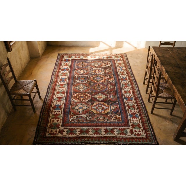 Rustic Tribal Geometric Design Antique 19th Century Caucasian Kazak Carpet For Sale - Image 17 of 17