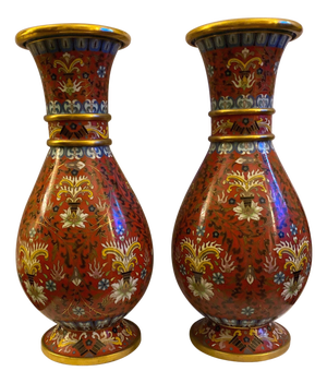Pair of Gilt and Cloisonné Enamel Vases