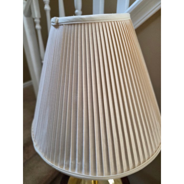 Brown Vintage Faux Bamboo Brass Tray Side Table Floor Lamp For Sale - Image 8 of 14