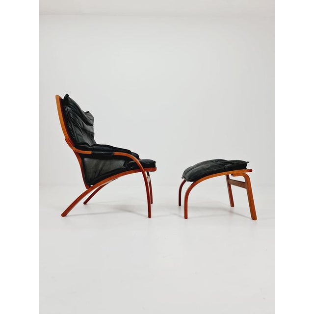 Kaare Klint Set of Mid-Century Modern Lounge Chair and Ottoman by Swedese, 1960 For Sale - Image 4 of 18