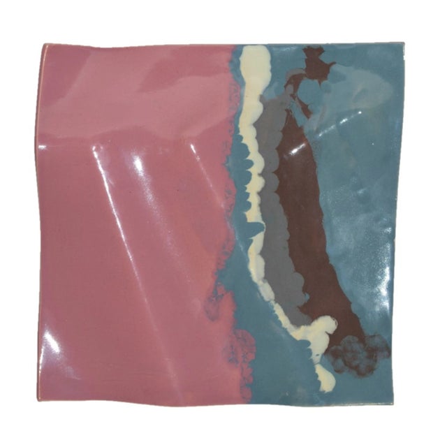 Postmodern 1980s Anne Lindstrom Postmodern Biomorphic Sculpture Ceramic Tile Wall Plaque Hanging For Sale - Image 3 of 8