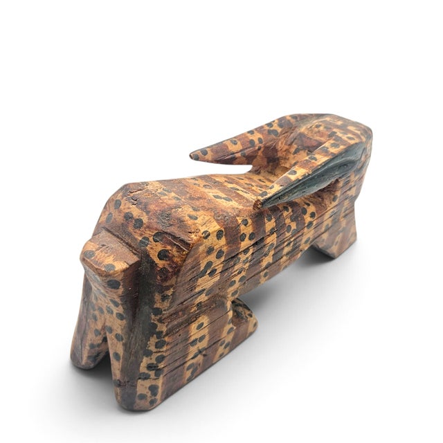 Vintage Mid-Century Primitive Art Carved Wood Rabbit For Sale In Dallas - Image 6 of 9