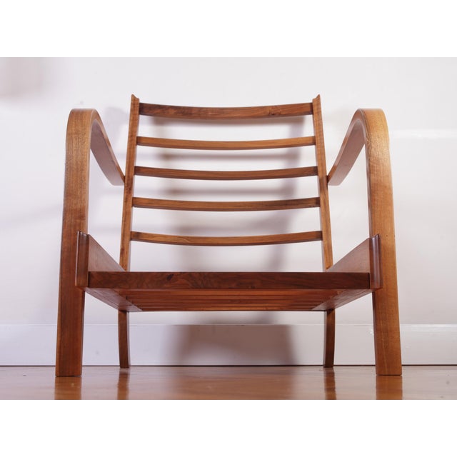 1930s Art Deco Upholstered Walnut Lounge Chair, 1930s For Sale - Image 5 of 18