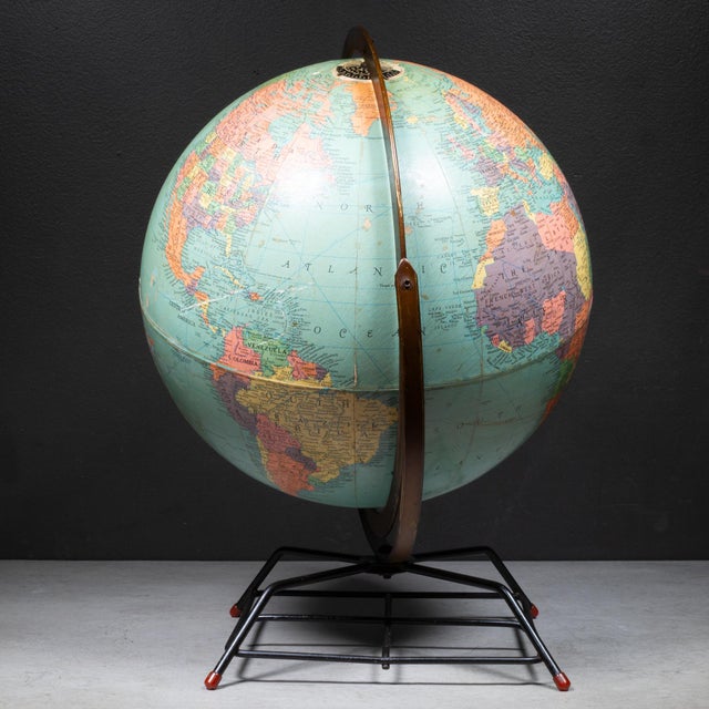 Replogle Globes Vintage Mid-Century Replogle 12" World Globe on Atomic Wire Stand c.1950–1960 For Sale - Image 4 of 7