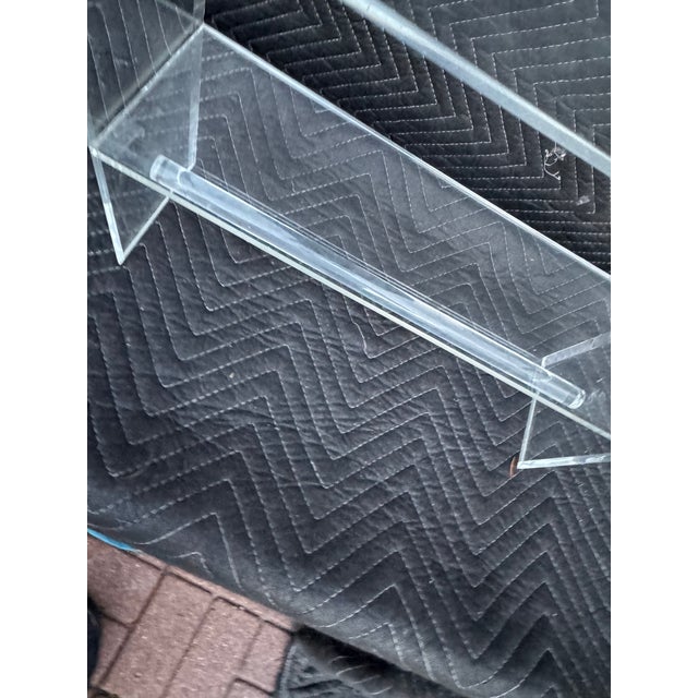 Transparent Pair of Vintage Lucite Etagere Shelf Units For Sale - Image 8 of 12