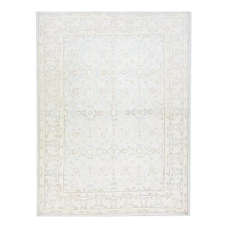Light Blue Modern Persian Tabriz Style Handmade Floral Wool Rug For Sale