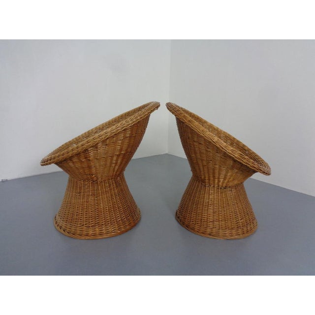 Brown French Bamboo Chairs & Table, 1950s, Set of 3 For Sale - Image 8 of 18