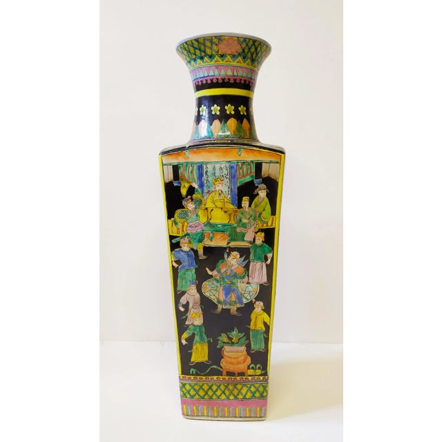 Chinese porcelain vase Black Family or Famille Vert, third quarter of the 20th Century. All hand painted, n. 4 different...