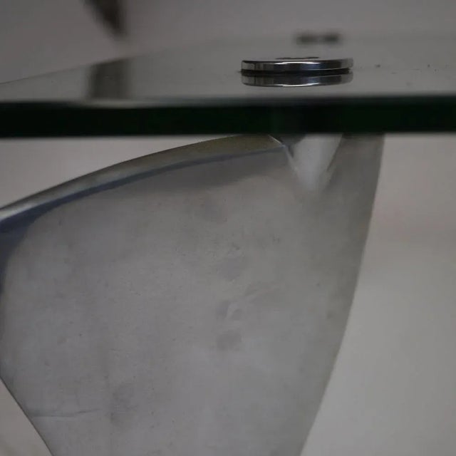 Vintage Fipper Coffee Table in Glass and Aluminum attributed to Matthew Hilton for SCP, 1980s For Sale - Image 11 of 12