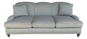 Arhaus Upholstered Gray-Blue Three-Seat Sofa With Rolled Arms