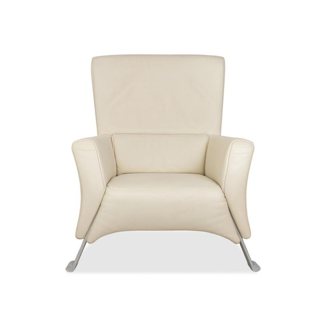 Leather 322 Armchair White Cream from Rolf Benz For Sale - Image 4 of 4