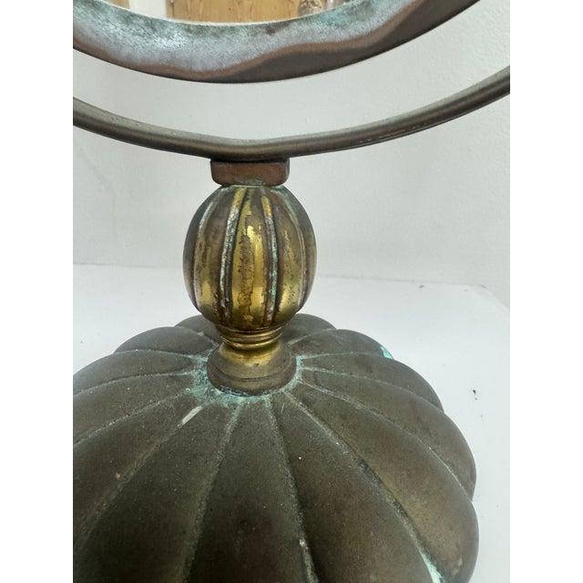 Hollywood Regency Vintage Double-Sided Solid Brass Vanity Mirror Attributed to Charles Hollis Jones For Sale - Image 3 of 12
