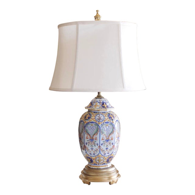 Antique French Faience (Rouen) Lamp For Sale