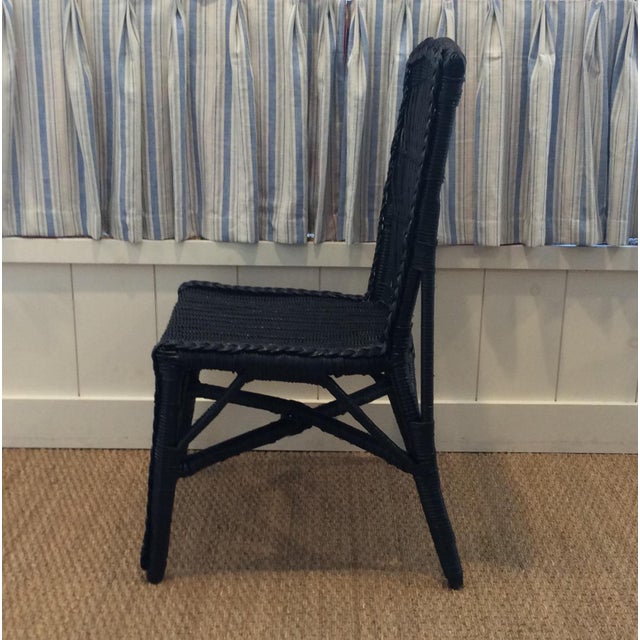 Vintage Blue Wicker Accent Chair Chairish
