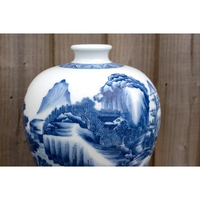 20th Century Chinese Blue and White Kangxi-Style Meiping Porcelain Vase For Sale - Image 14 of 18