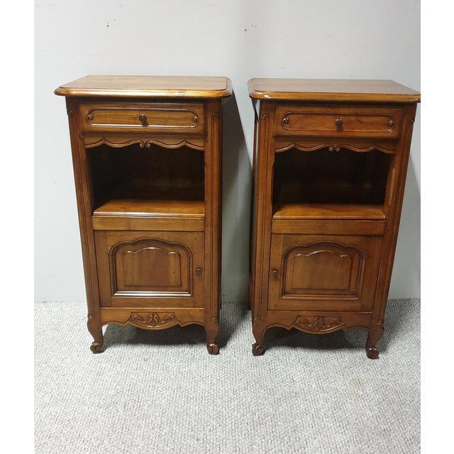 Brown Vintage Cherry Bedside Tables, Set of 2 For Sale - Image 8 of 12