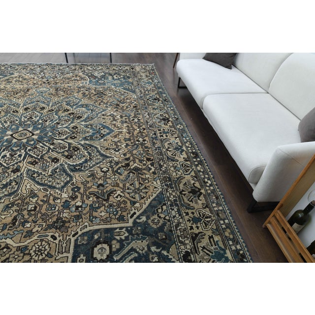 1970s Vintage Persian Handmade Wool Cotton Light Brown Area Rug For Sale - Image 11 of 11