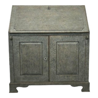 Antique Swedish Secretary in Gray With White Highlights For Sale