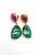 Bochic "Capri" Ruby & Multi Rough Cut Emerald Earrings Set In 18K Gold & Silver For Sale - Image 17 of 18