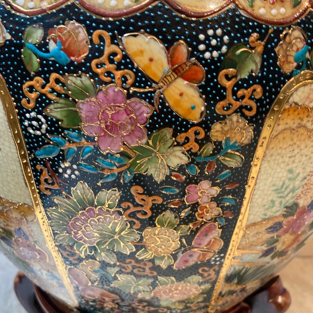 Vintage Japanese Royal Satsuma Hand Painted and Gilded Large Fish Bowl