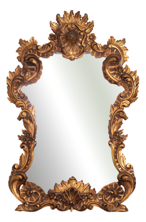 Large Rococo-Style Giltwood Wall Mirror with Carved Scrollwork and Floral Motifs, 1960s