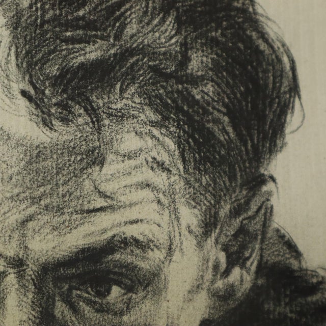 Herwig Driesschaert, Portrait Composition, 1974, Charcoal on Paper, Framed For Sale - Image 13 of 18