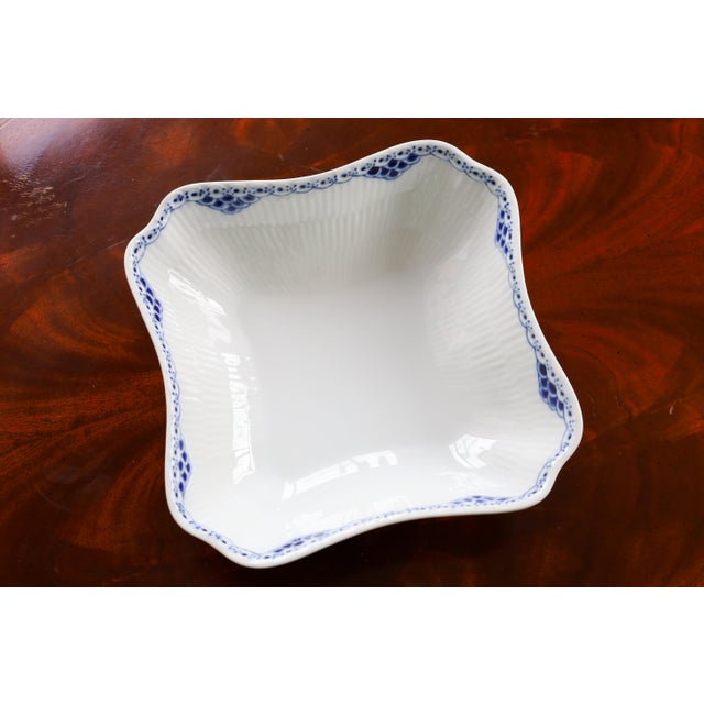 Traditional Vintage Royal Copenhagen Princess Blue Hand-Painted Porcelain Square Serving Bowl - #111/708 For Sale - Image 3 of 9