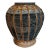 Asian Black Vase With Wood Bottom and Wicker Details For Sale
