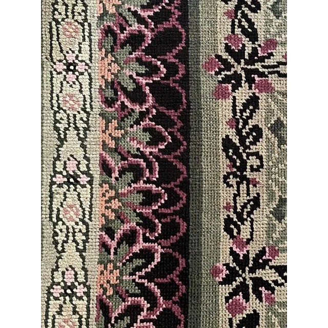 20th Century Austrian Green and Purple Savonnerie Rug, 1920 For Sale - Image 10 of 16