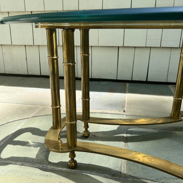 1970s 1970s Vintage Brass and Glass Racetrack Coffee Table by Bernhard Rohne for Mastercraft, Made in Italy For Sale - Image 5 of 13