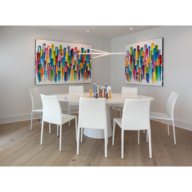 Wood Matthew Izzo Home Jefferson Glossy White Lacquer Oval Pedestal Dining Table For Sale - Image 7 of 8