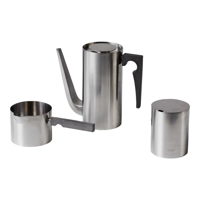 1960s Stelton Stainless Steel Danish Tea Set- 3 Pieces For Sale