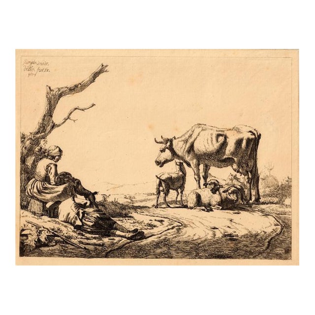 Adriaen Van De Velde Old Master Etching of a Golden Age Pastoral Scene W/ Watermark & Collector's Mark For Sale