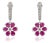 Natural 2.56ct Pinkish Ruby Floral Diamond Cluster Drop Earrings in 18k White Gold- A Pair For Sale
