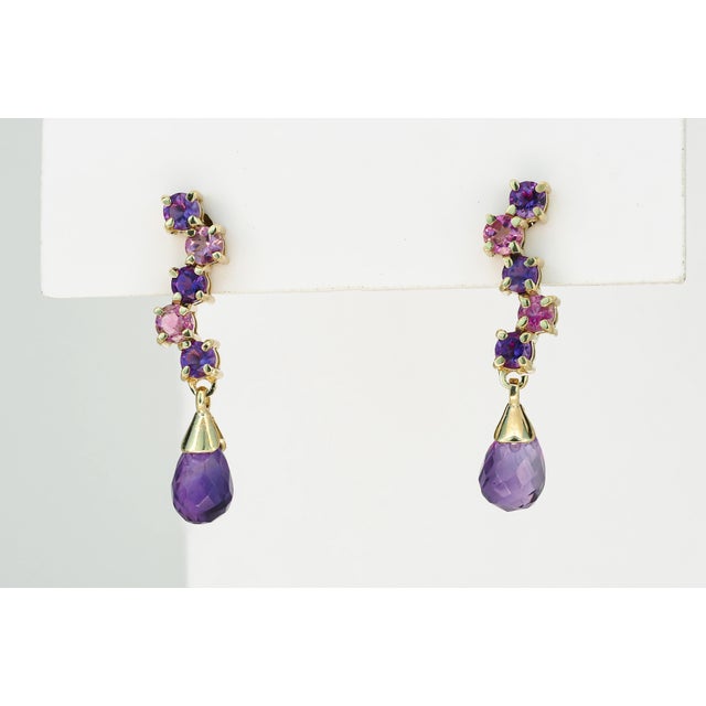 Silver Earrings With Amethysts and Sapphires- Set of 2 For Sale - Image 11 of 13