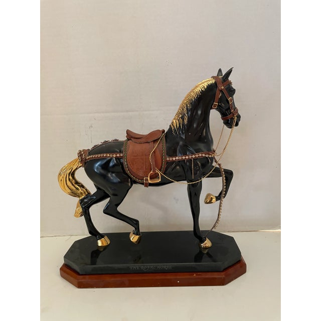 Vintage "The Royal Horse" Stunning prancing show horse with gold gilt tail, mane, and hooves. The bridle has rhinestone...