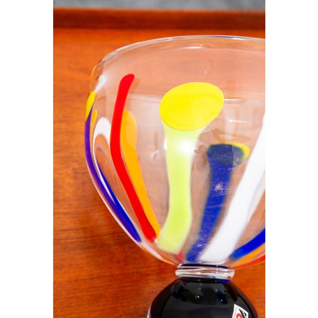 Mid Century Modern Art Glass Bowl Vase Yellow Orange Blue Round Svoboda Karlov For Sale - Image 9 of 12