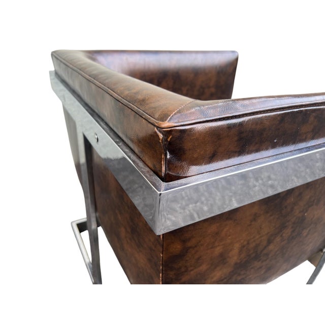 Mid 20th Century Milo Baughman Thayer Coggin Chrome T Back Cube Chair For Sale - Image 15 of 18