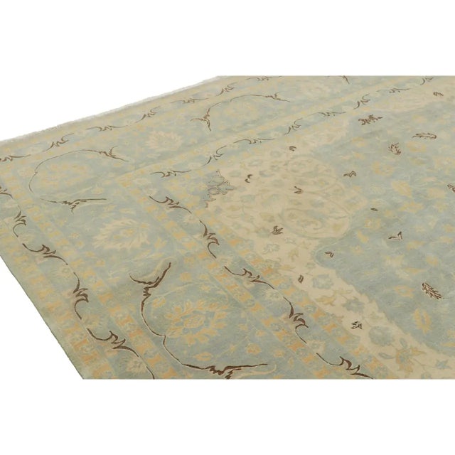 Transitional Classic Tabriz Style Rug in Blue & Beige Floral Patterns For Sale - Image 3 of 7