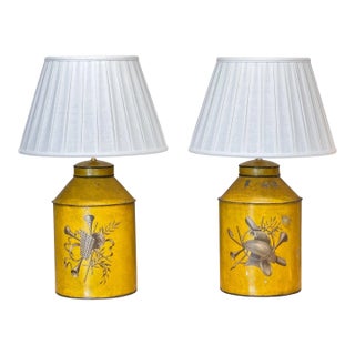 Early 20th Century French Tole Tea Canister Table Lamps For Sale