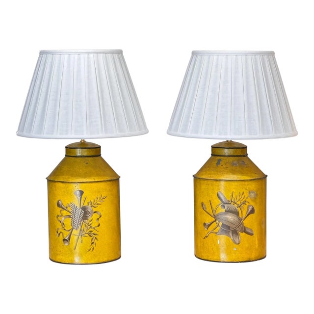 Early 20th Century French Tole Tea Canister Table Lamps For Sale