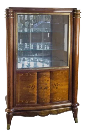 French Rosewood Art Deco Silver Cabinet in the Style of Leleu