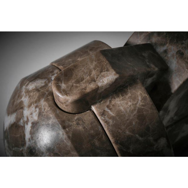 Brown Andrea Cascella, Abstract Interlocking Premesse Sculpture, Marble For Sale - Image 8 of 13