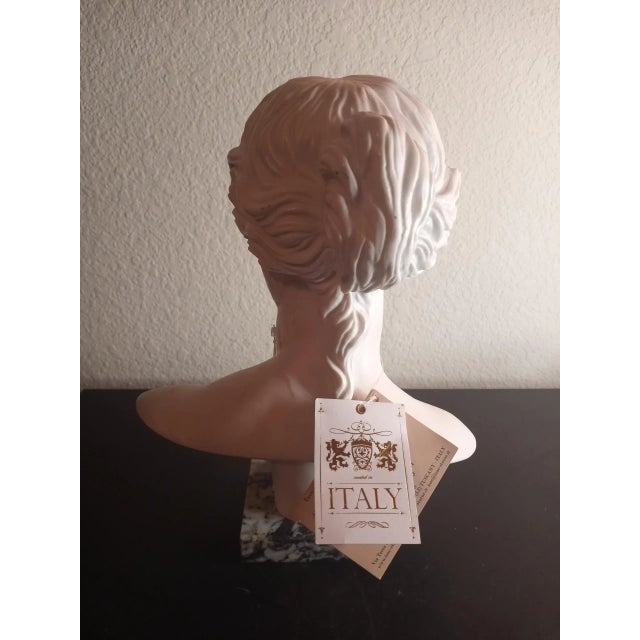 Art Deco 1980s Santini Italy Genuine Carrara Marble Bust Sculpture For Sale - Image 3 of 8